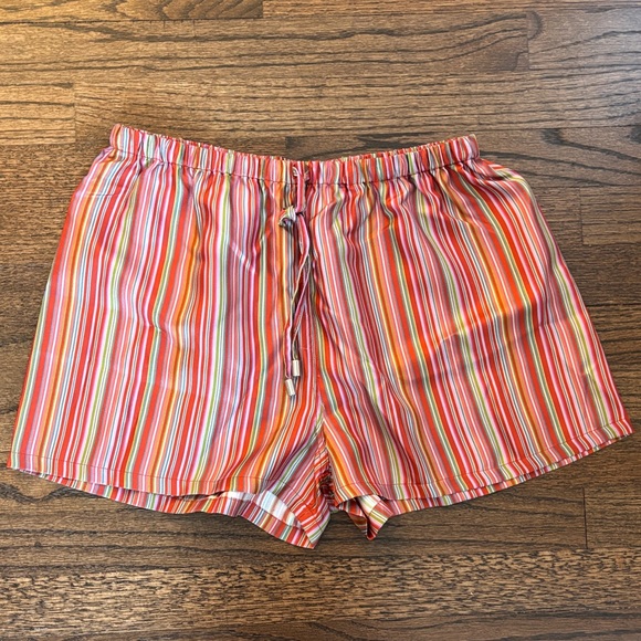 Comme Si THE DRAWSTRING SHORT, SILK TWILL SEDONA STRIPE size small - Picture 3 of 5